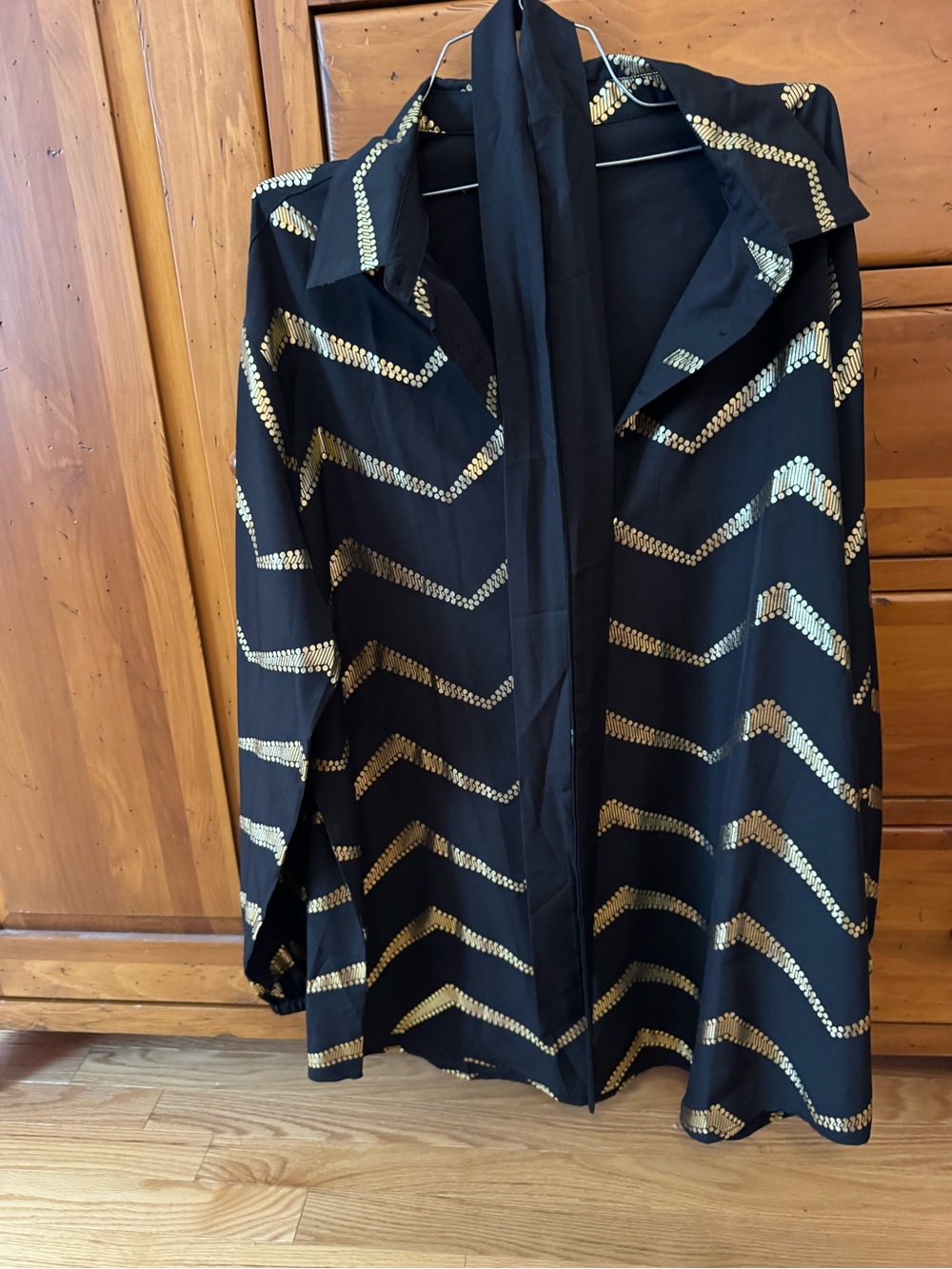 Black & Gold Chevron Long Jacket